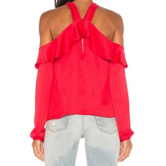 NWOT Saylor West Cold Shoulder Red Blouse XS - Picture 2 of 7